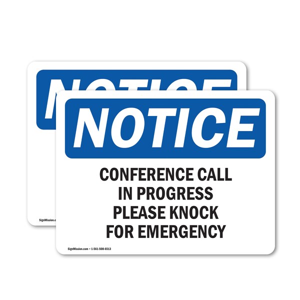 Signmission Conference Call In Progress Please Knock, 18 in W x Rectangle, Vinyl Decal OS-2PACK-NS-D-1218-L-10771 - main